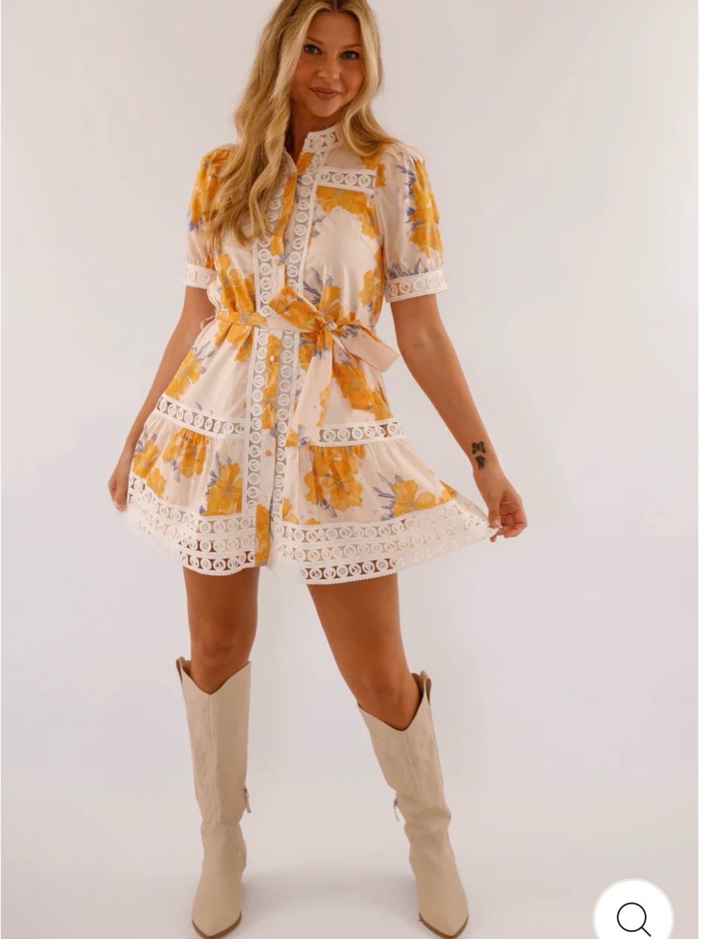 Floral and lace Orange minidress